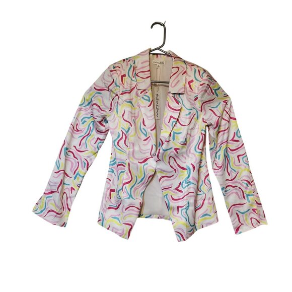 For Love/Lemons Regency Fashion Noah Top Colorful Funky Retro Pattern Blazer M - Picture 3 of 8